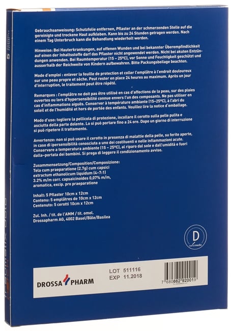 Traumalix dolo patch, Pflaster