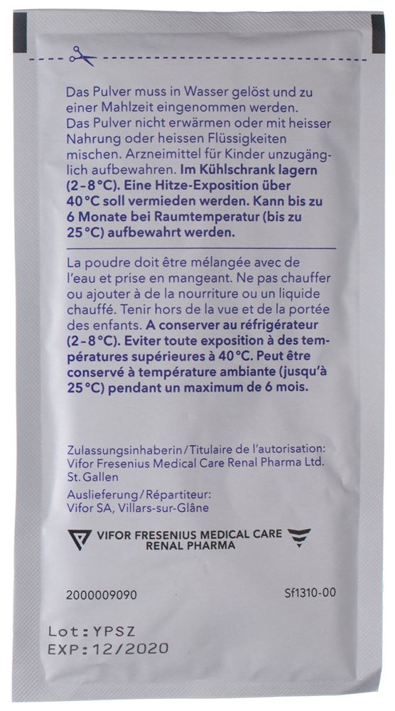 VELTASSA pdr p susp orale 16.8 g 30 pce sach