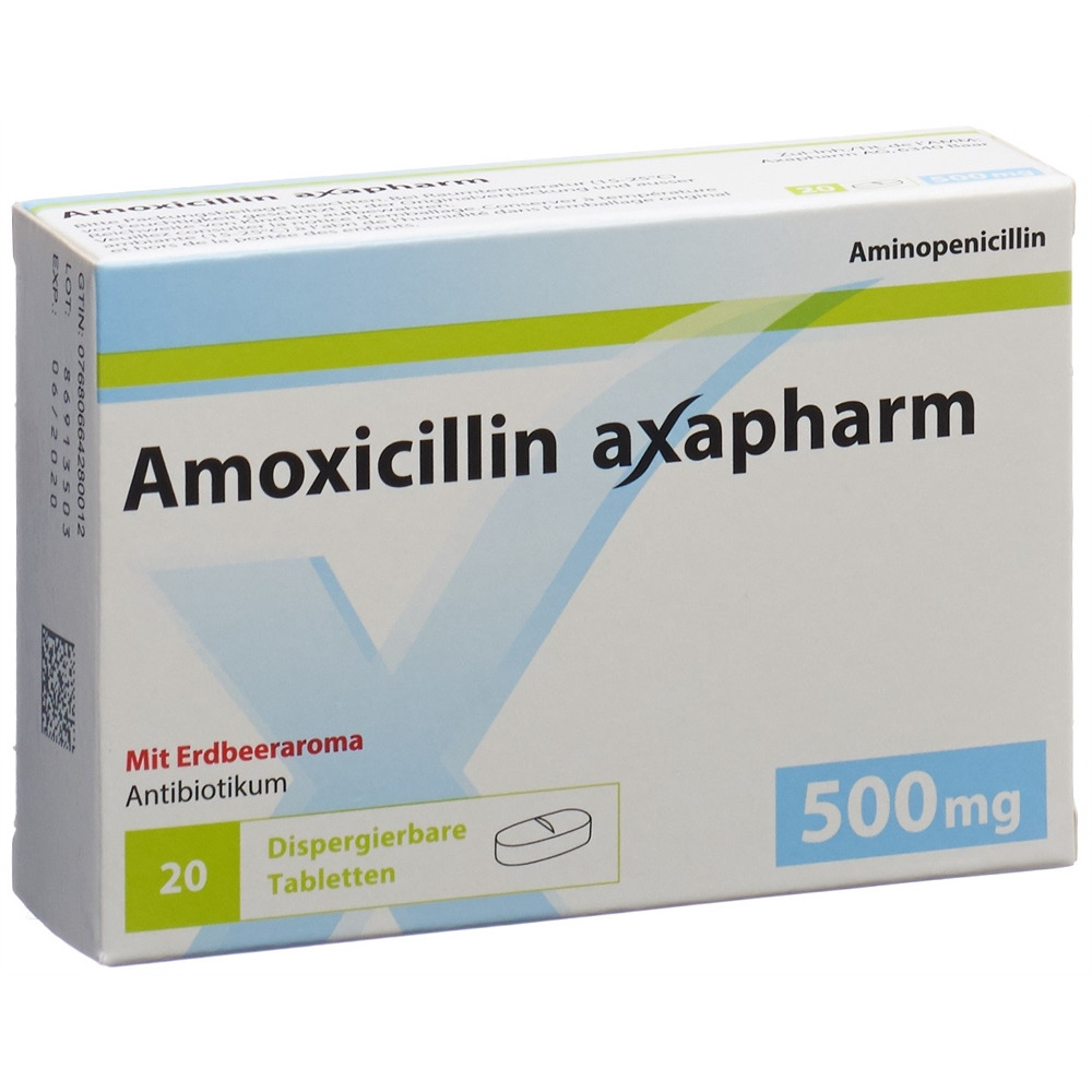 AMOXICILLINE axapharm cpr disp 500 mg 20 pce