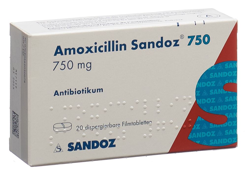 AMOXICILLINE axapharm cpr disp 750 mg 4 pce