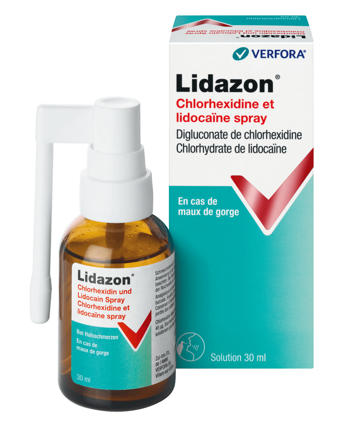 Lidazon chlorhexidine et lidocaine spray, solution