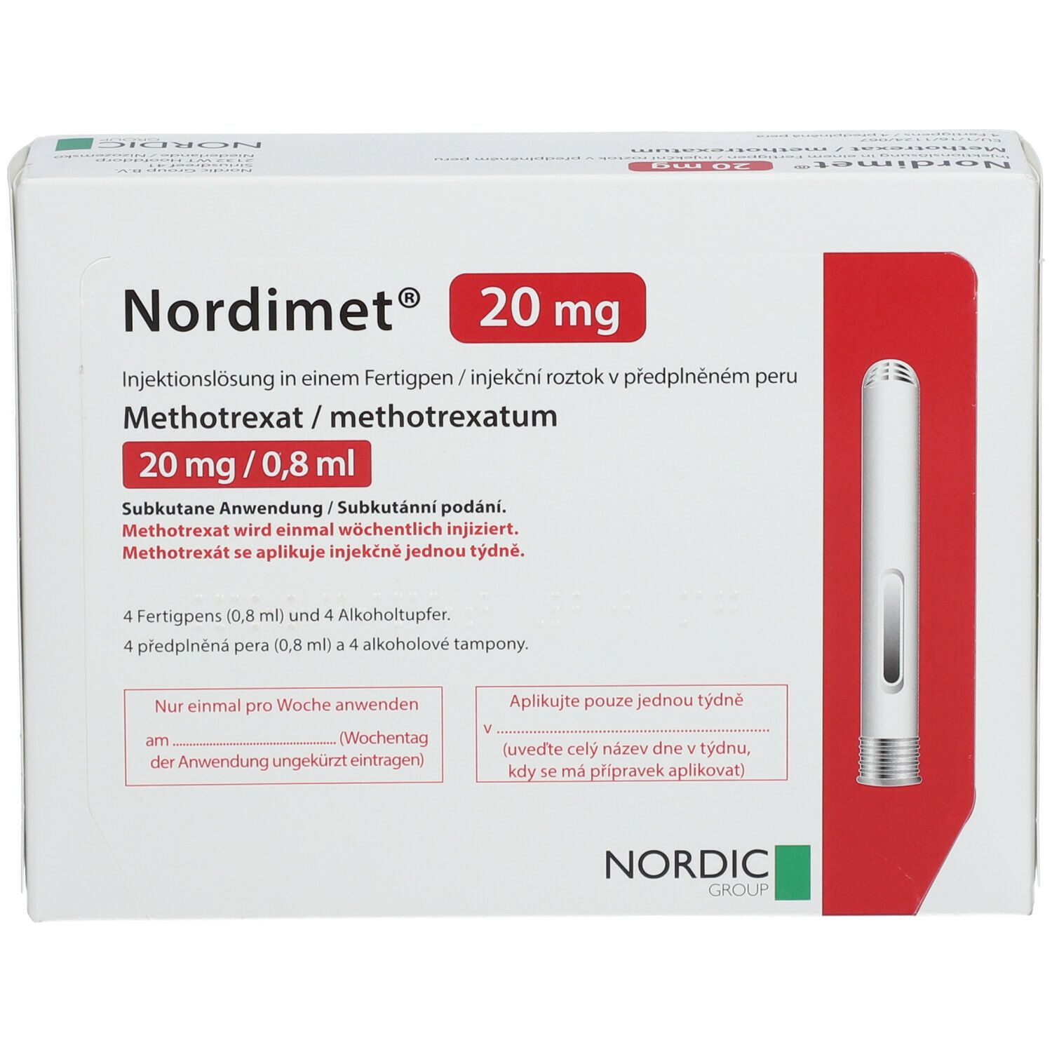 Nordimet 20 mg/0.8 ml, Injektionslösung im Fertigpen