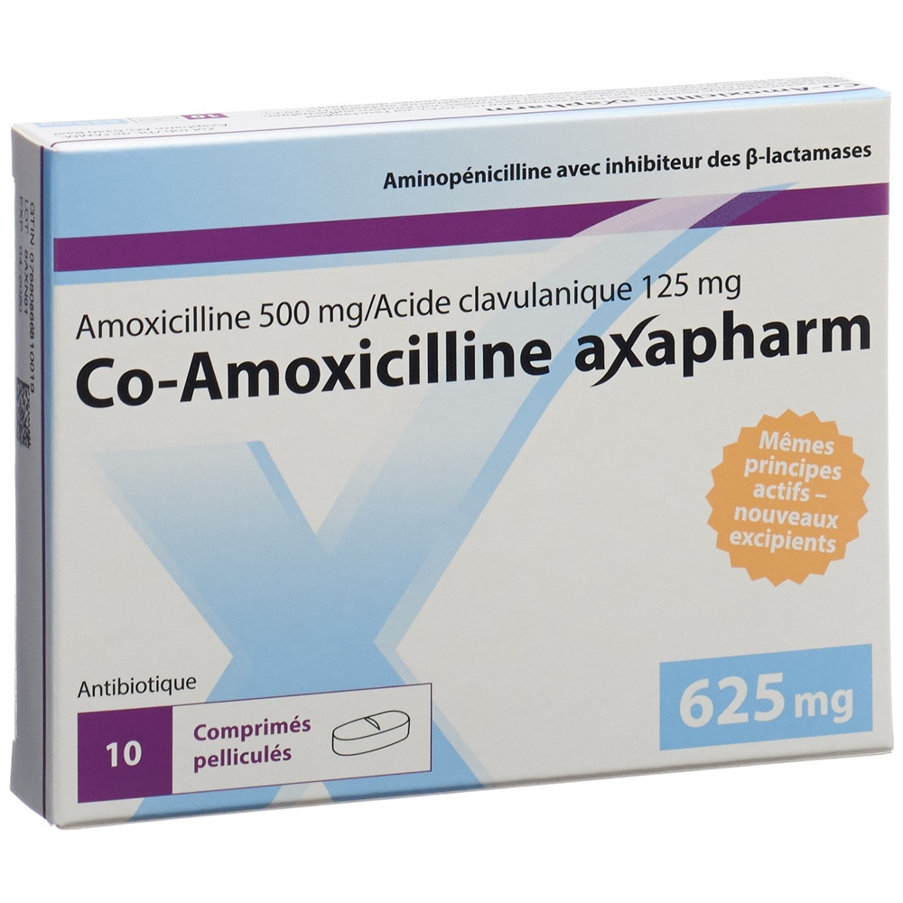 CO-AMOXICILLINE axapharm cpr pell 625 mg 10 pce