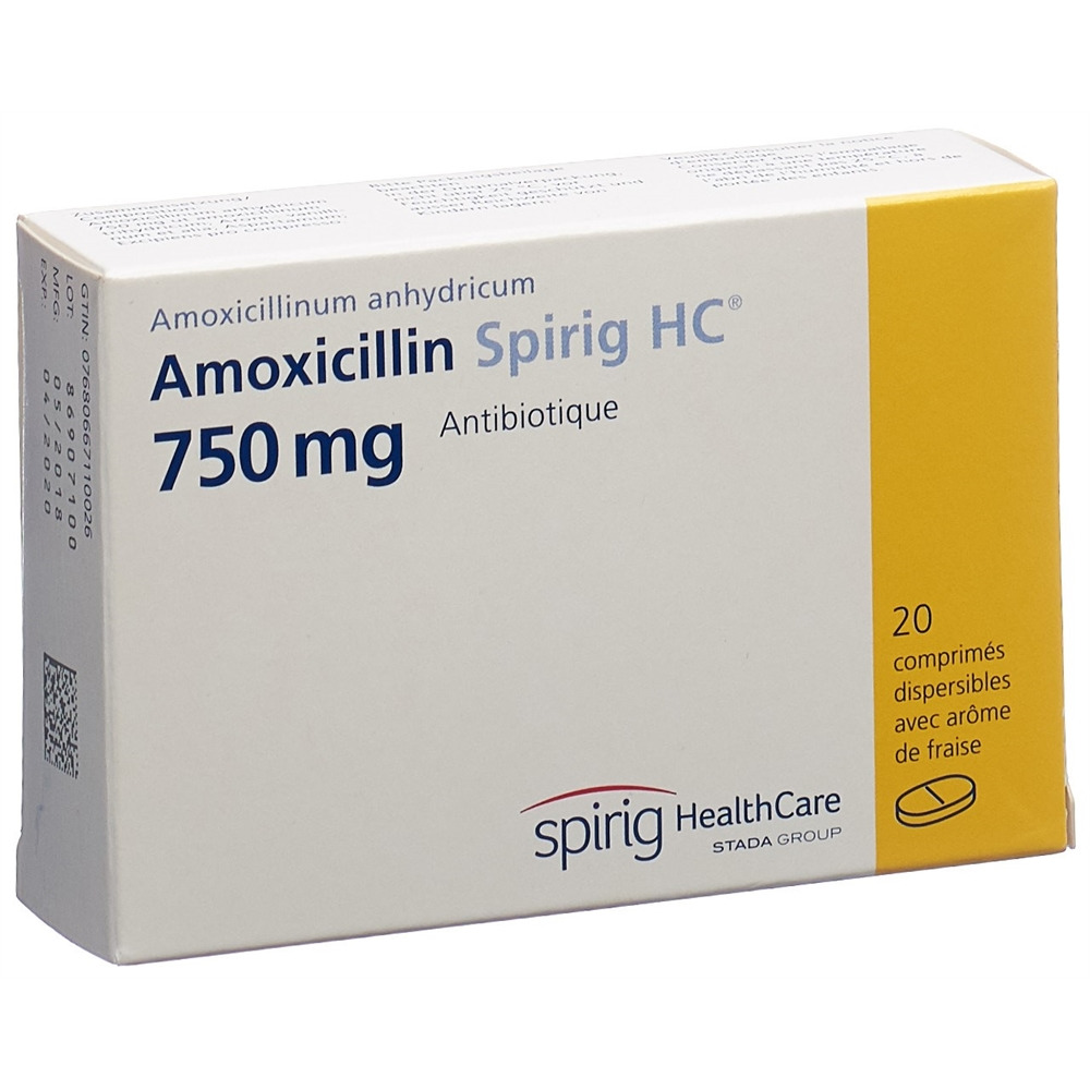 AMOXICILLINE Spirig HC cpr disp 750 mg 20 pce