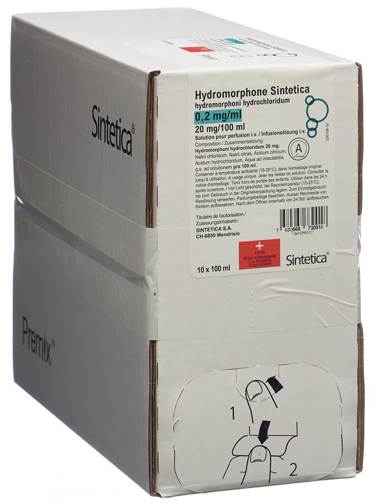 HYDROMORPHONE Sintetica 20 mg/100ml 10 sach 100 ml