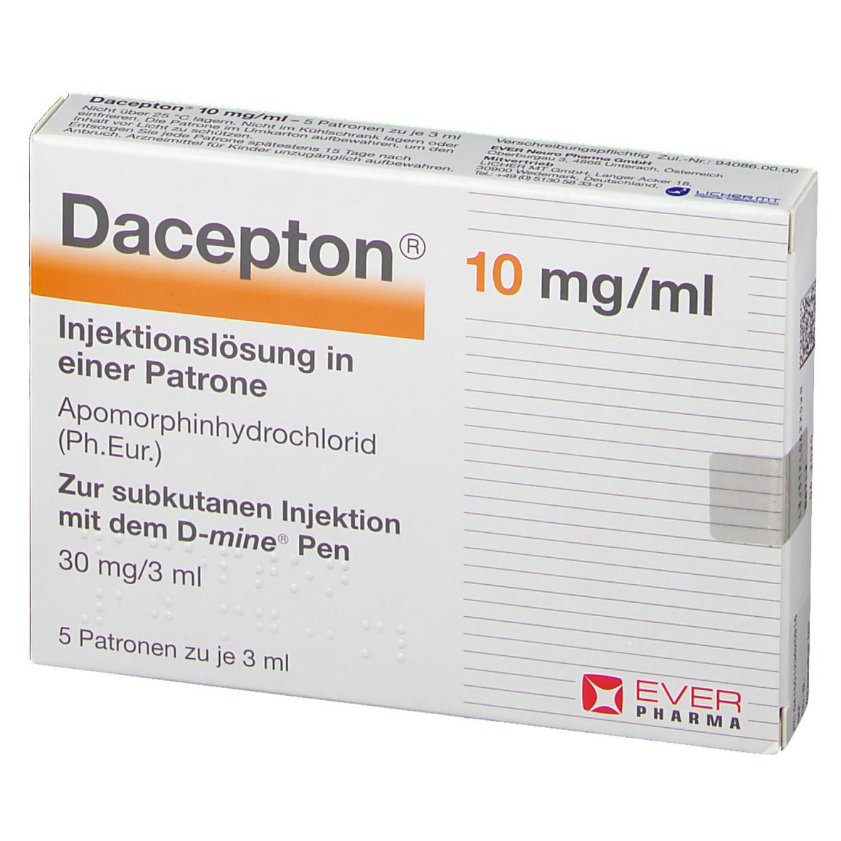 Dacepton 10 mg/ml, Injektionslösung in einer Patrone