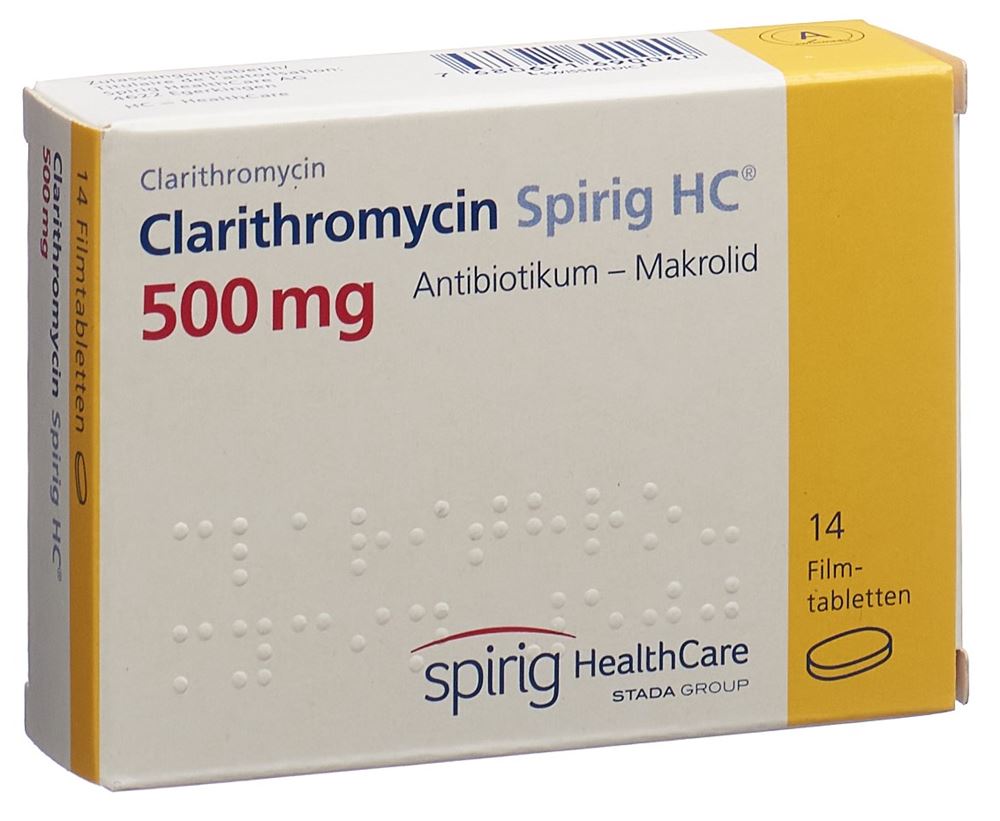 CLARITHROMYCINE Spirig HC cpr pellic 500 mg 14 pce