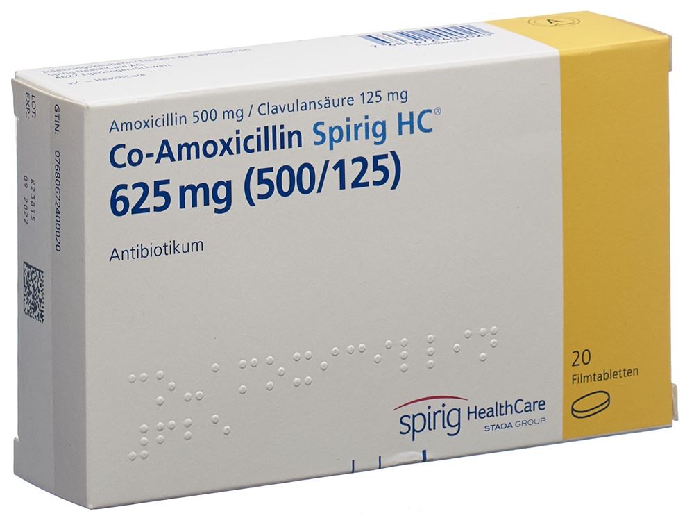 CO-AMOXICILLINE Spirig HC cpr pell 625 mg 20 pce