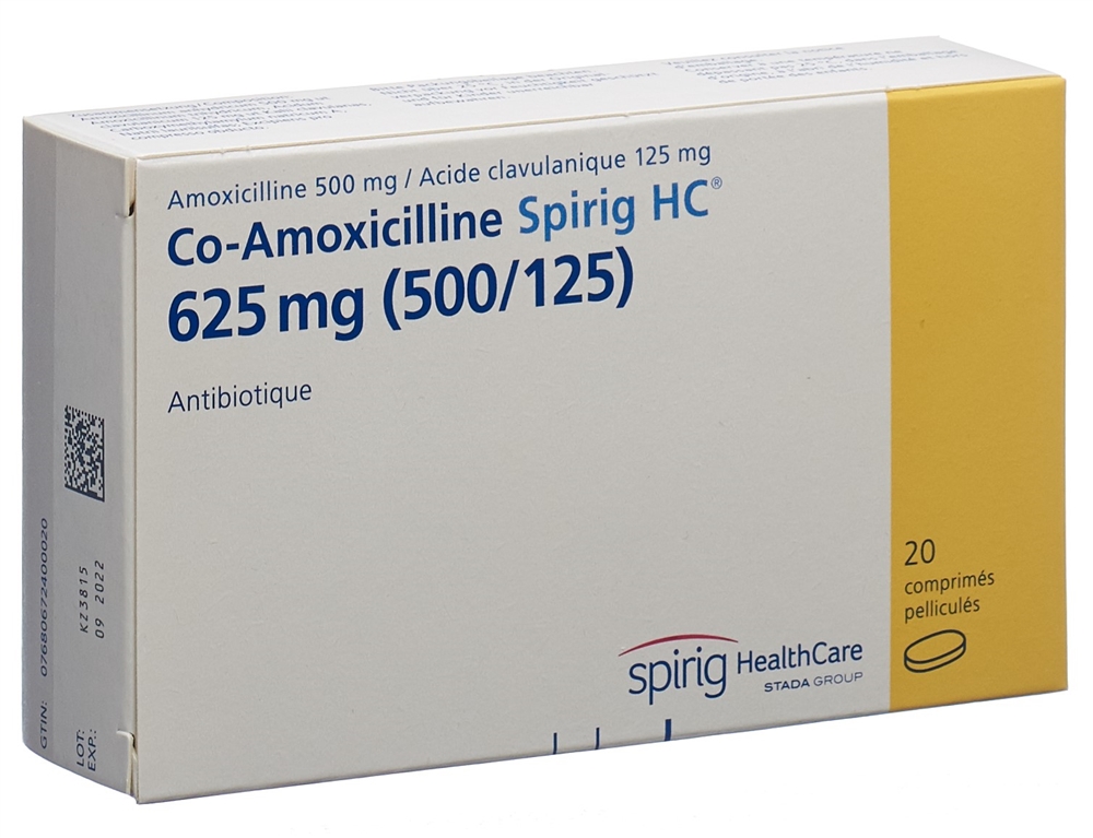 CO-AMOXICILLINE Spirig HC cpr pell 625 mg 20 pce