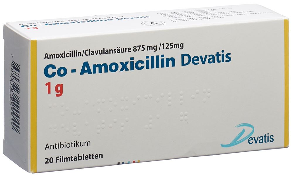 CO-AMOXICILLINE Devatis cpr pell 1 g 20 pce