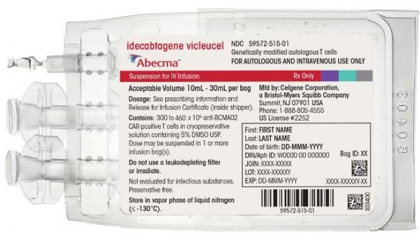 Abecma Infusionsdispersion, von 260 bis 500 × 10e6 CAR-positiven lebensfähigen T-Zellen