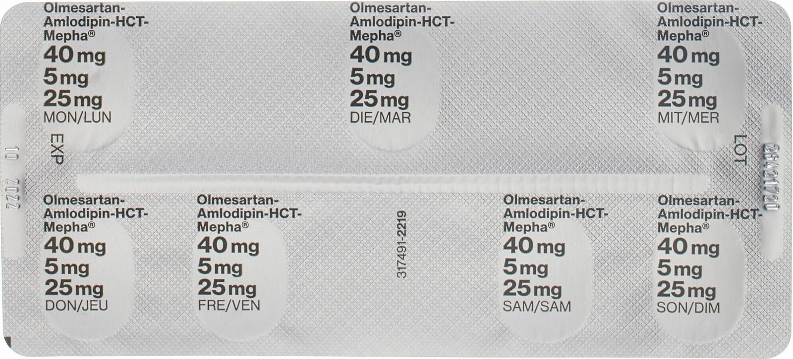 Olmesartan-Amlodipin-HCT-Mepha 40 mg/5 mg/25 mg, Filmtabletten