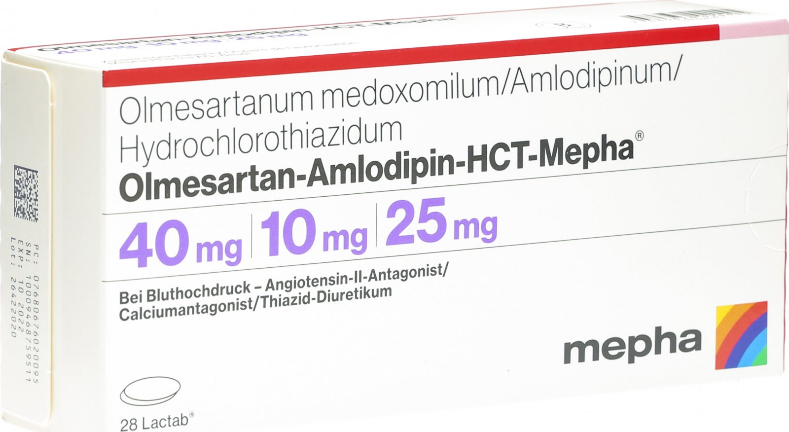 Olmesartan-Amlodipin-HCT-Mepha 40 mg/10 mg/25 mg, Filmtabletten