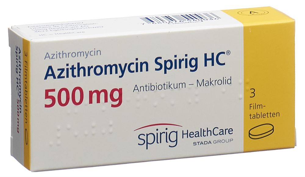 AZITHROMYCINE Spirig HC cpr pellic 500 mg 3 pce