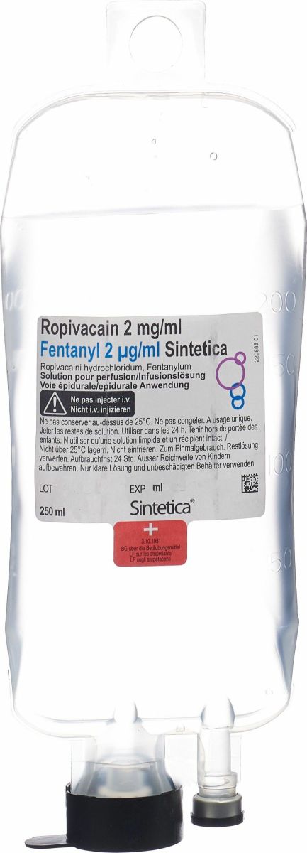 Ropivacain 1 mg/ml - Fentanyl 2 ug/ml Sintetica, soluzione per infusione