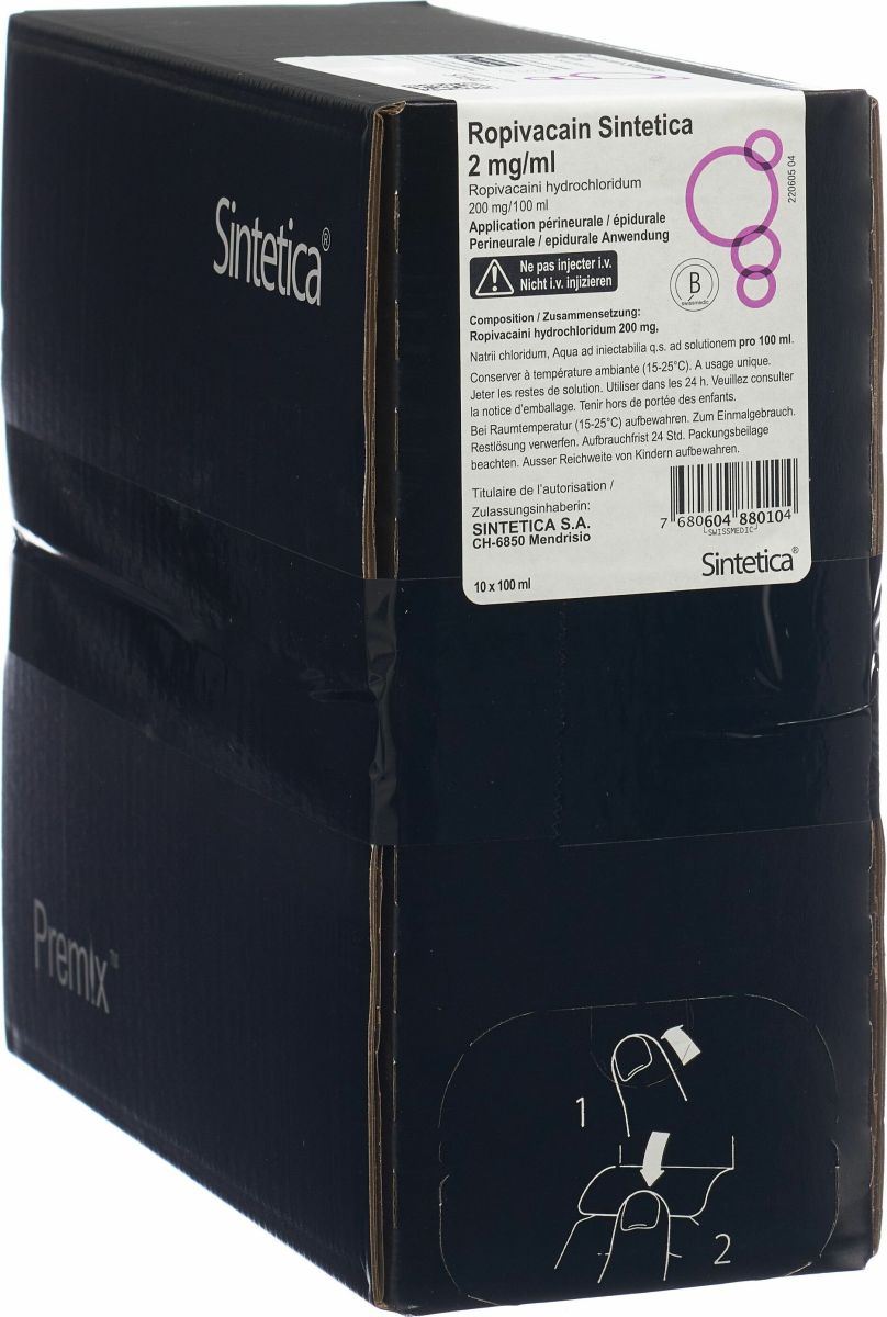 Ropivacain 1 mg/ml - Fentanyl 2 ug/ml Sintetica, soluzione per infusione