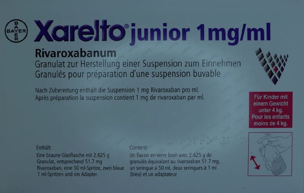 XARELTO junior 51.7mg rivaroxaban susp 1 mg/ml fl
