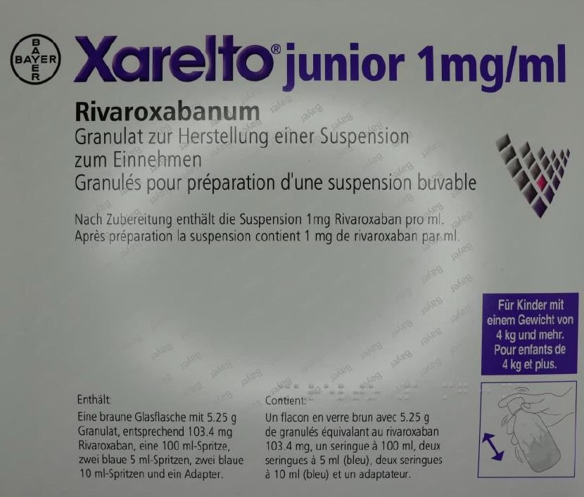 XARELTO junior 103.4mg rivaroxaban susp 1 mg/ml fl