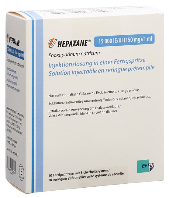 Hepaxane 15'000 IE/UI (150 mg)/1 ml, solution injectable en seringue préremplie