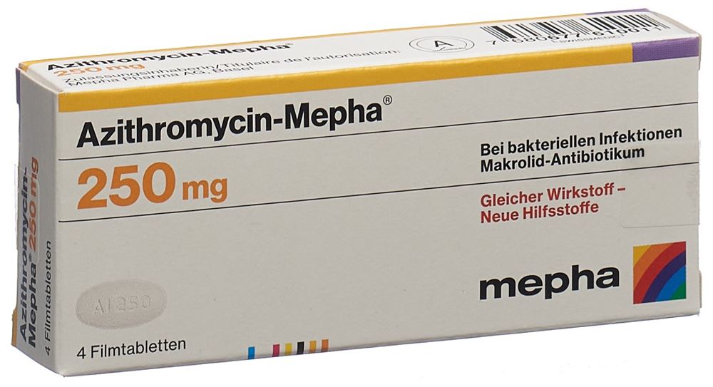 AZITHROMYCIN Mepha cpr pell 250 mg 4 pce