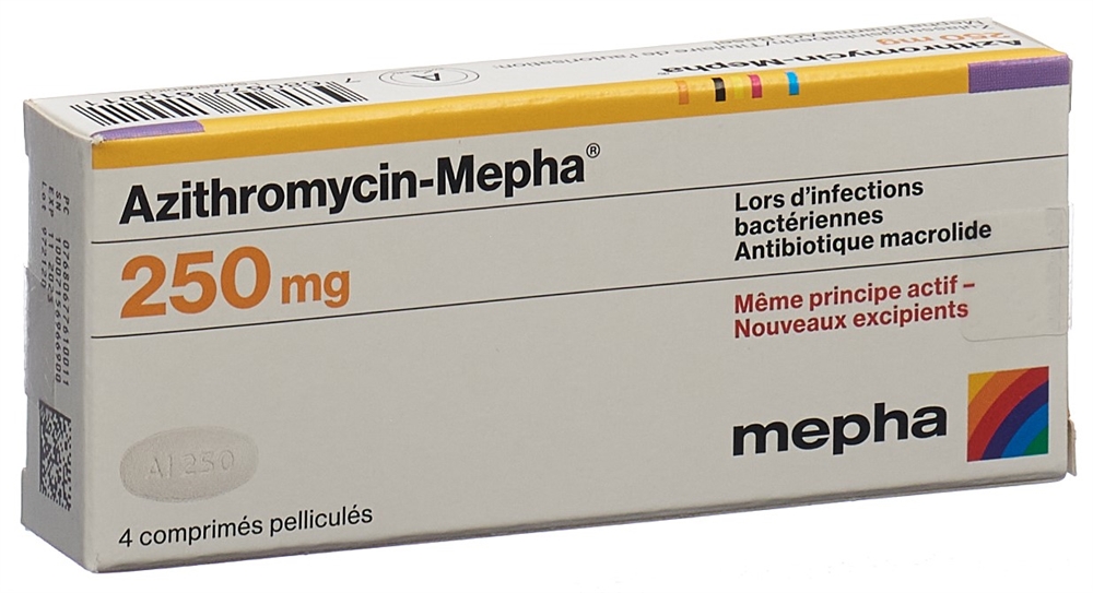 AZITHROMYCIN Mepha cpr pell 250 mg 4 pce
