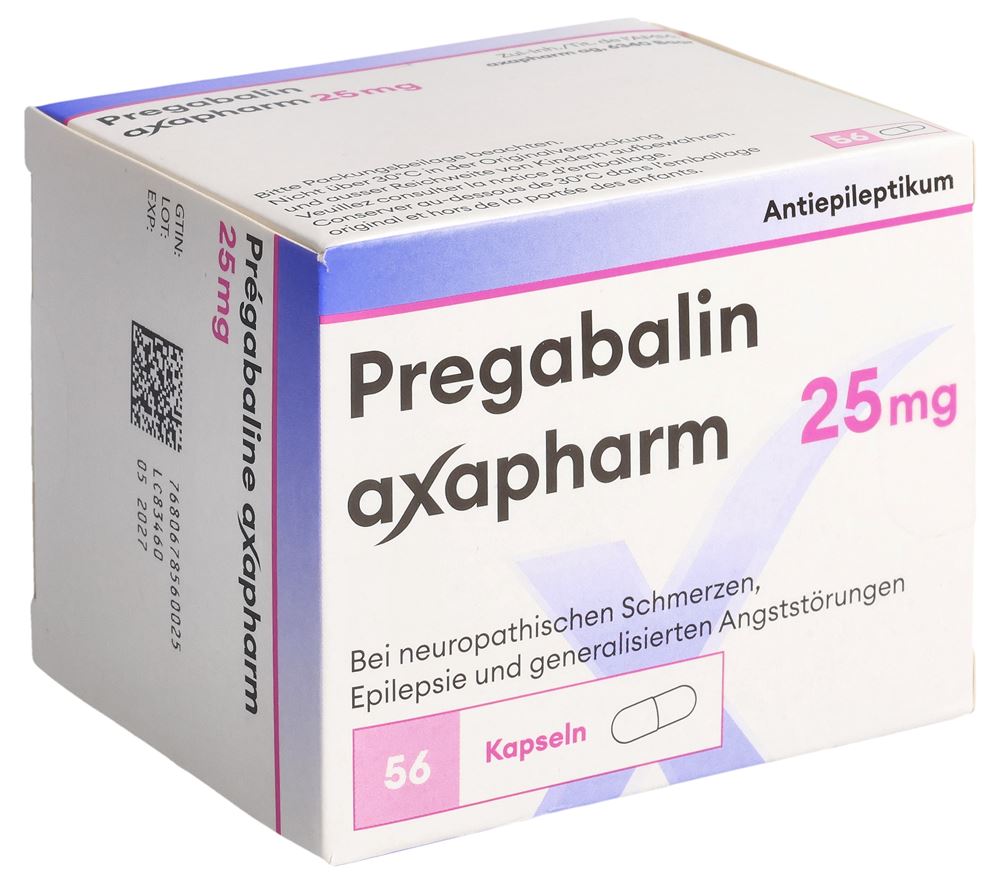 PRÉGABALINE axapharm gél 25 mg 56 pce