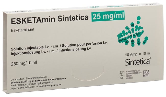 Esketamin Sintetica 25 mg/ml, soluzione iniettabile o per infusione