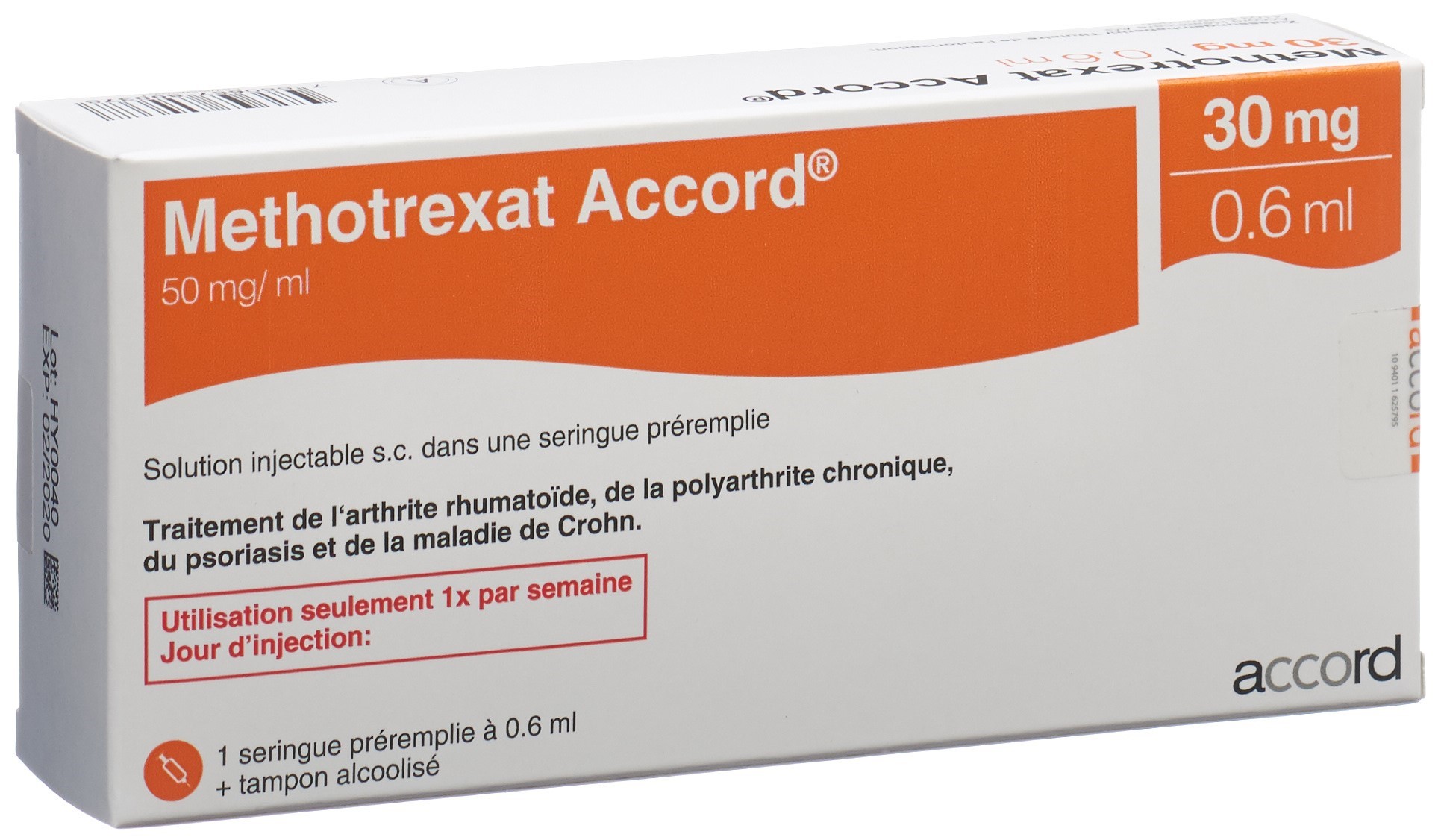 Methotrexat Accord 30 mg/0.6 ml, Injektionslösung im Fertiginjektor