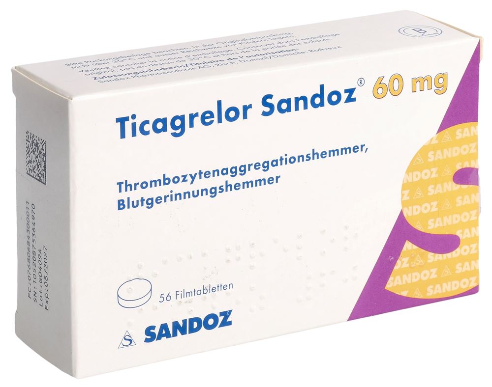 TICAGRELOR Sandoz cpr pell 60 mg 56 pce