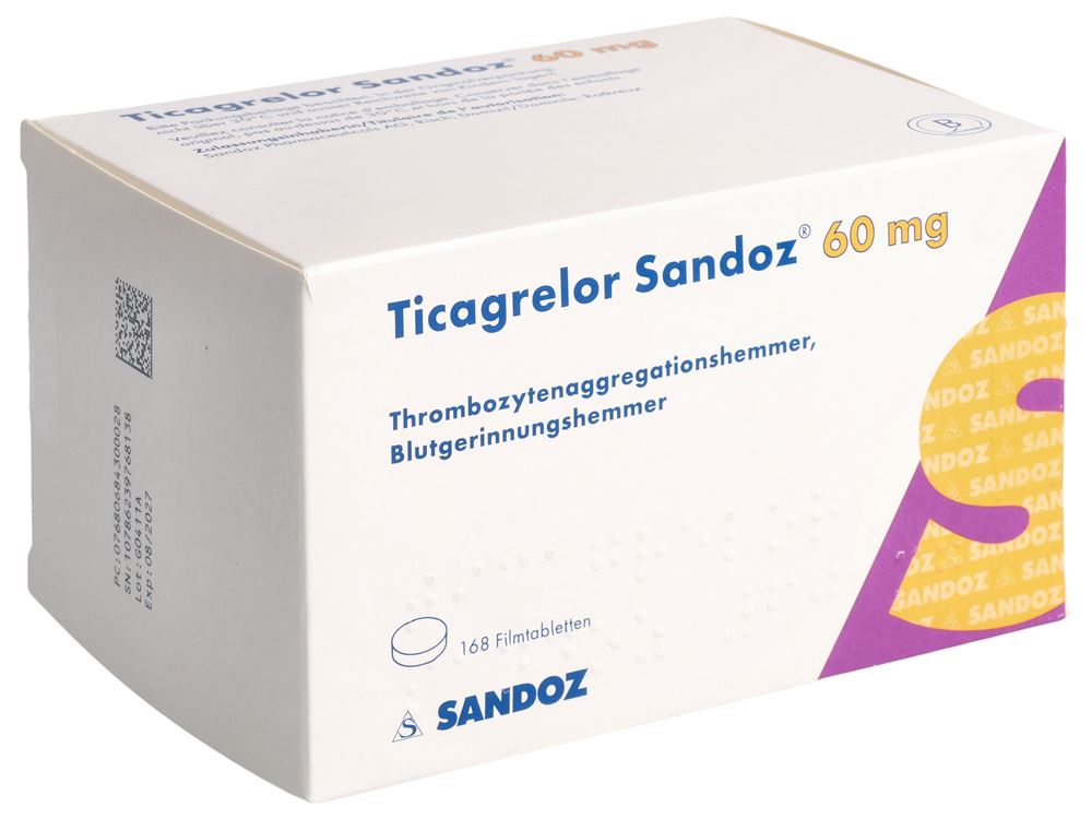 TICAGRELOR Sandoz cpr pell 60 mg 168 pce