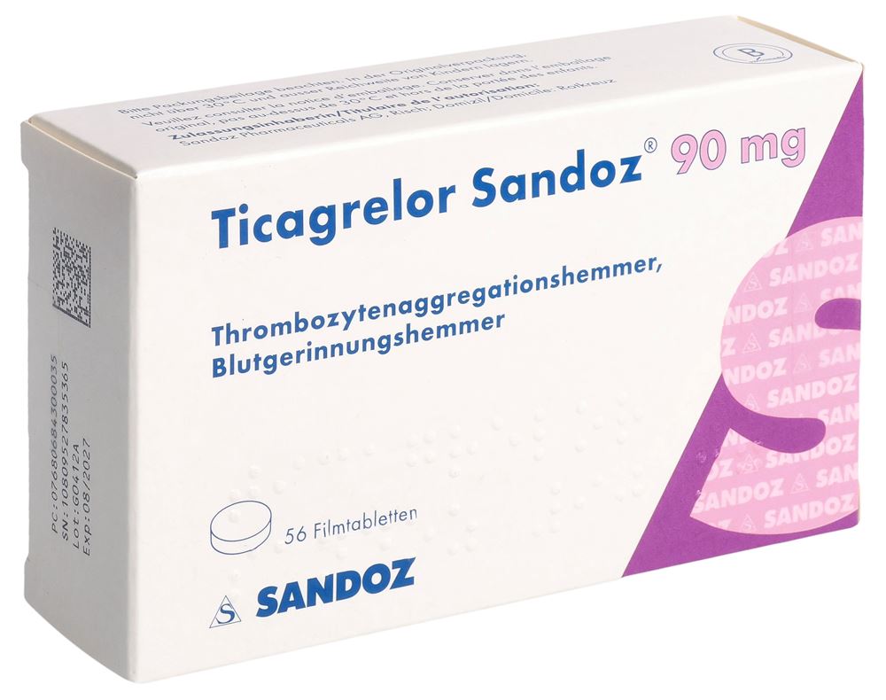 TICAGRELOR Sandoz cpr pell 90 mg 56 pce