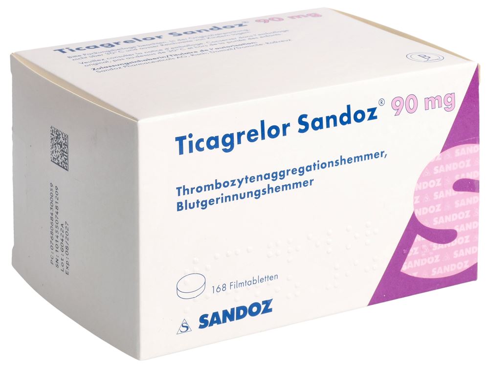 TICAGRELOR Sandoz cpr pell 90 mg 168 pce