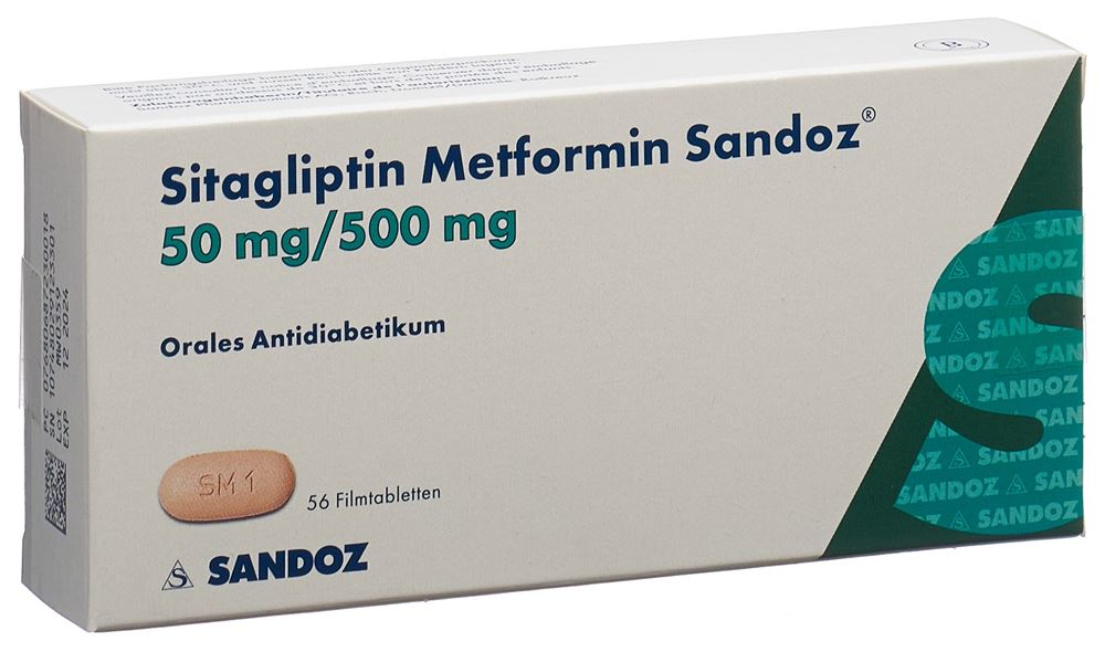 SITAGLIPTINE Metformine Sandoz 50/500mg 56 pce