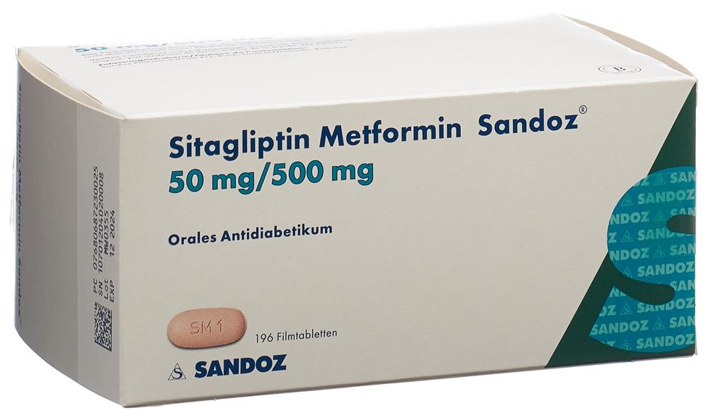 SITAGLIPTINE Metformine Sandoz 50/500mg 196 pce
