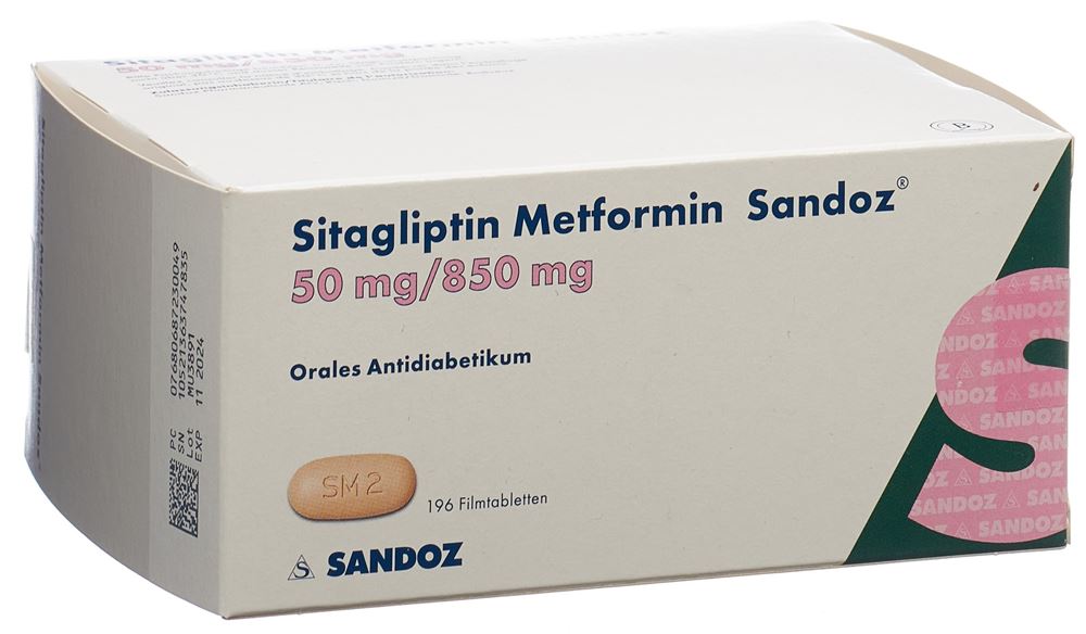 SITAGLIPTINE Metformine Sandoz 50/850mg 196 pce