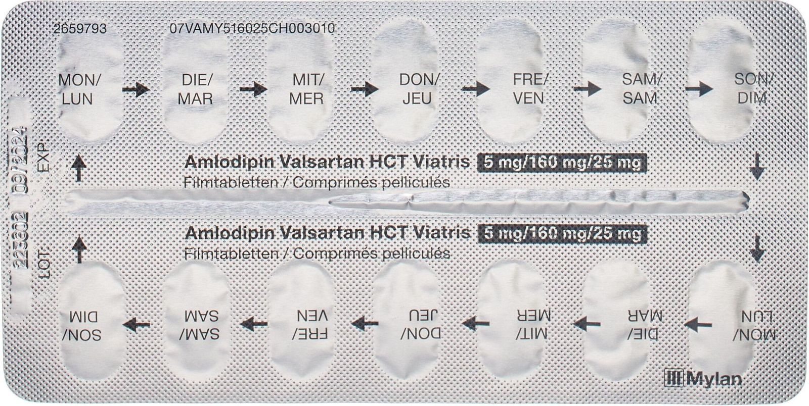 Amlodipin Valsartan HCT Viatris 5 mg/160 mg/25 mg, Filmtabletten