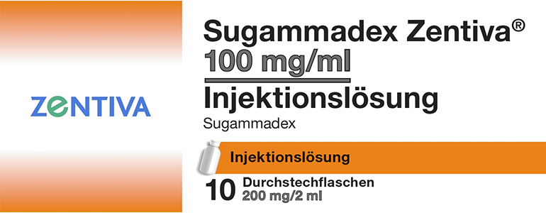 Sugammadex Zentiva 500 mg/5 ml, Injektionslösung