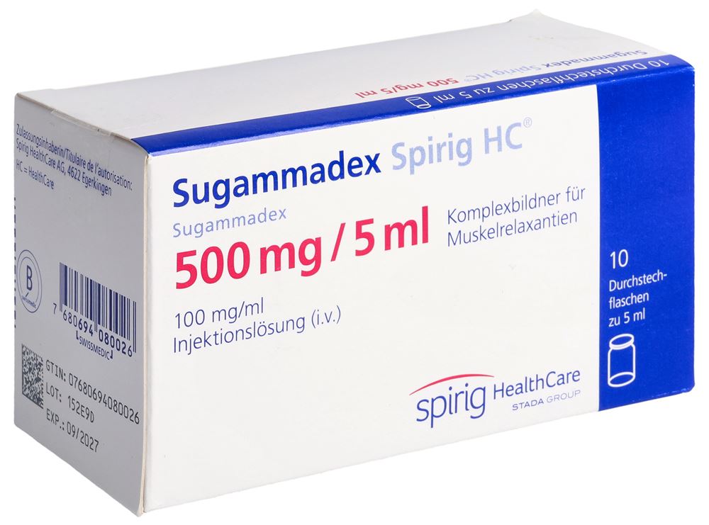Sugammadex Spirig HC 500 mg/5 ml (100 mg/ml), Injektionslösung