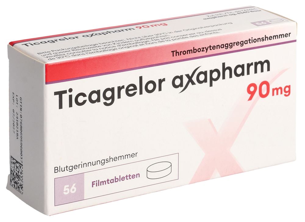 TICAGRELOR axapharm cpr pell 90 mg 56 pce