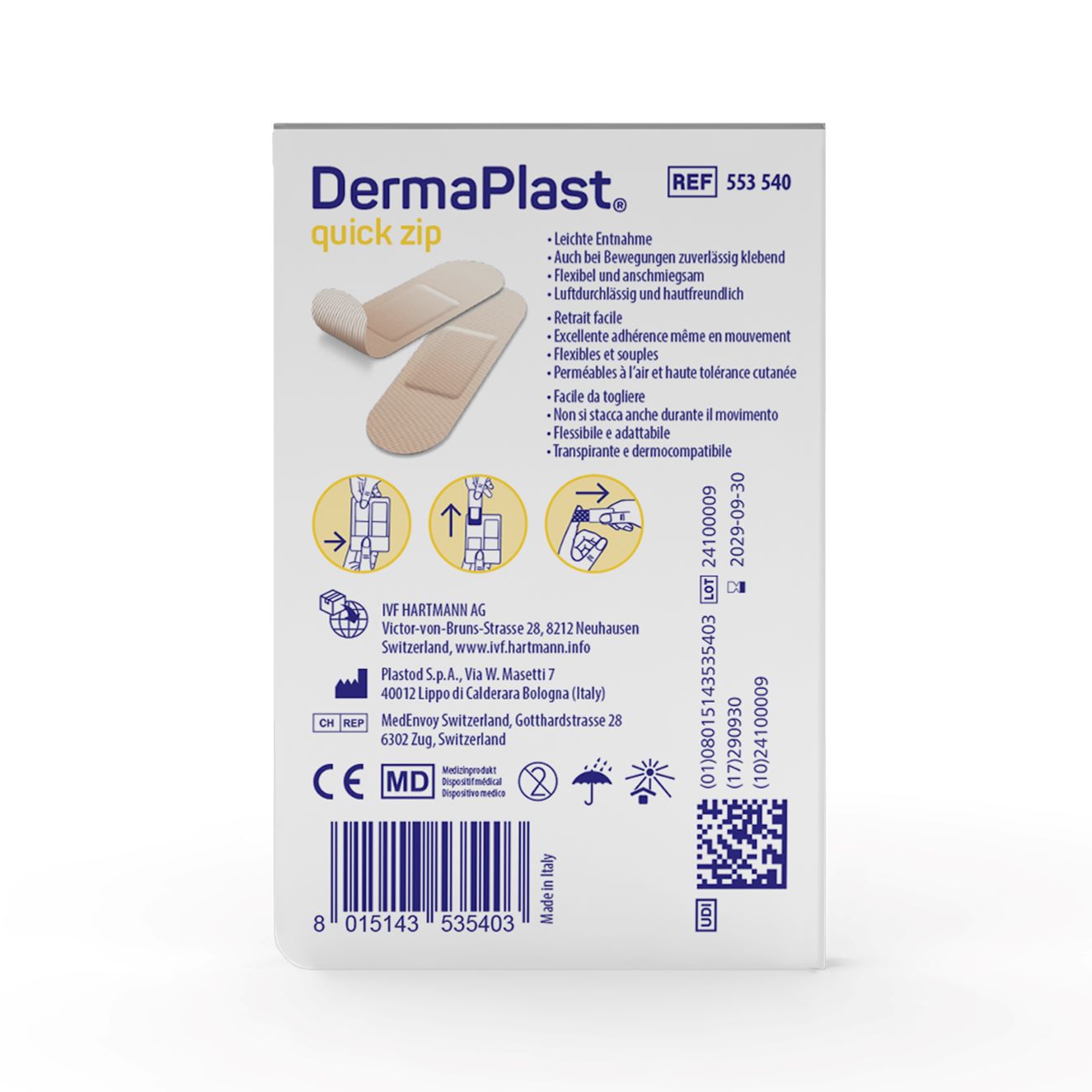 DERMAPLAST Quick Zip Pflaster 2 Grössen 20 Stk