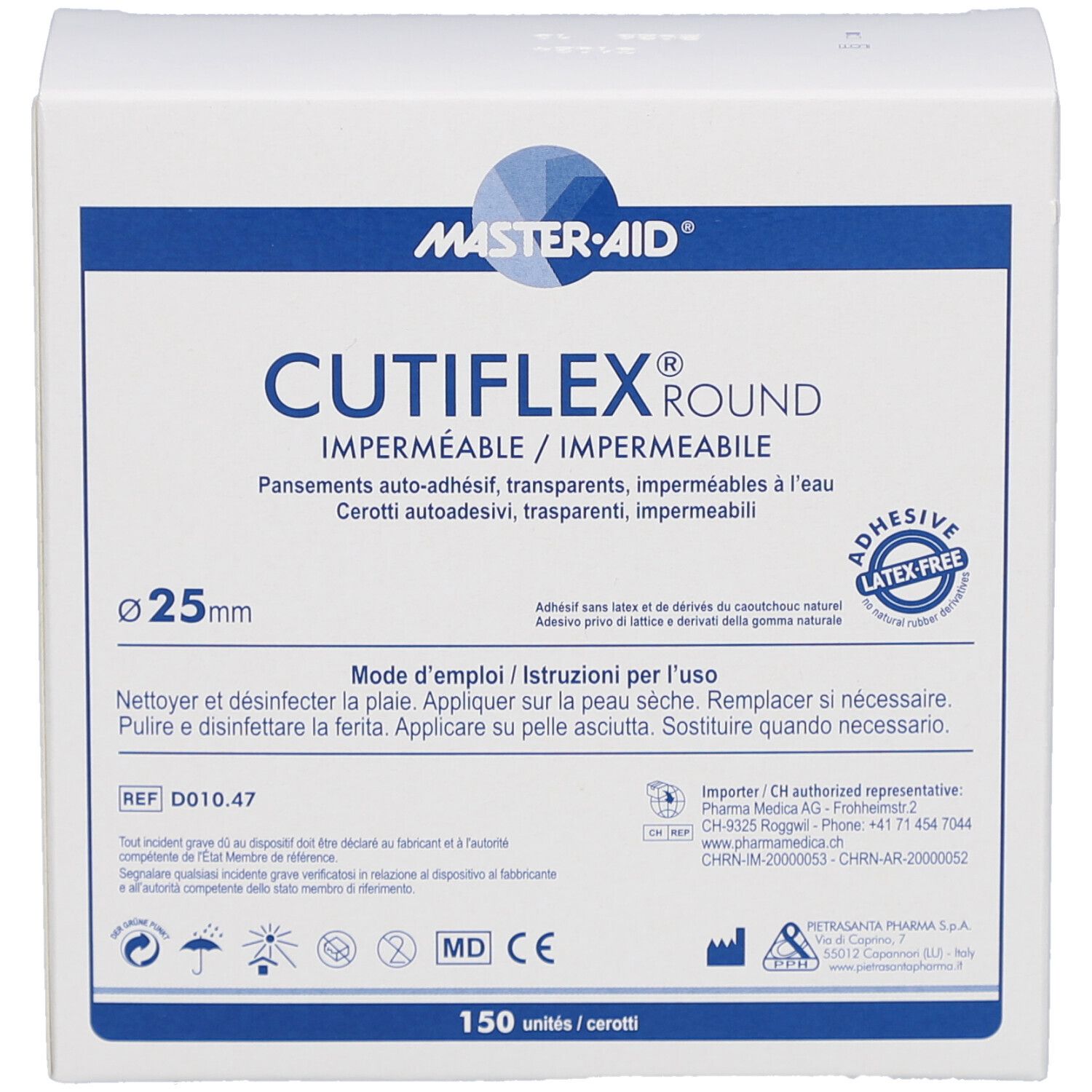 CUTIFLEX Round Folienpflaster 25mm Box 150 Stk