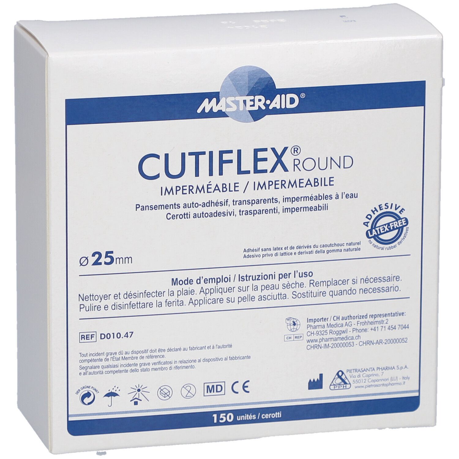 CUTIFLEX Round Folienpflaster 25mm Box 150 Stk