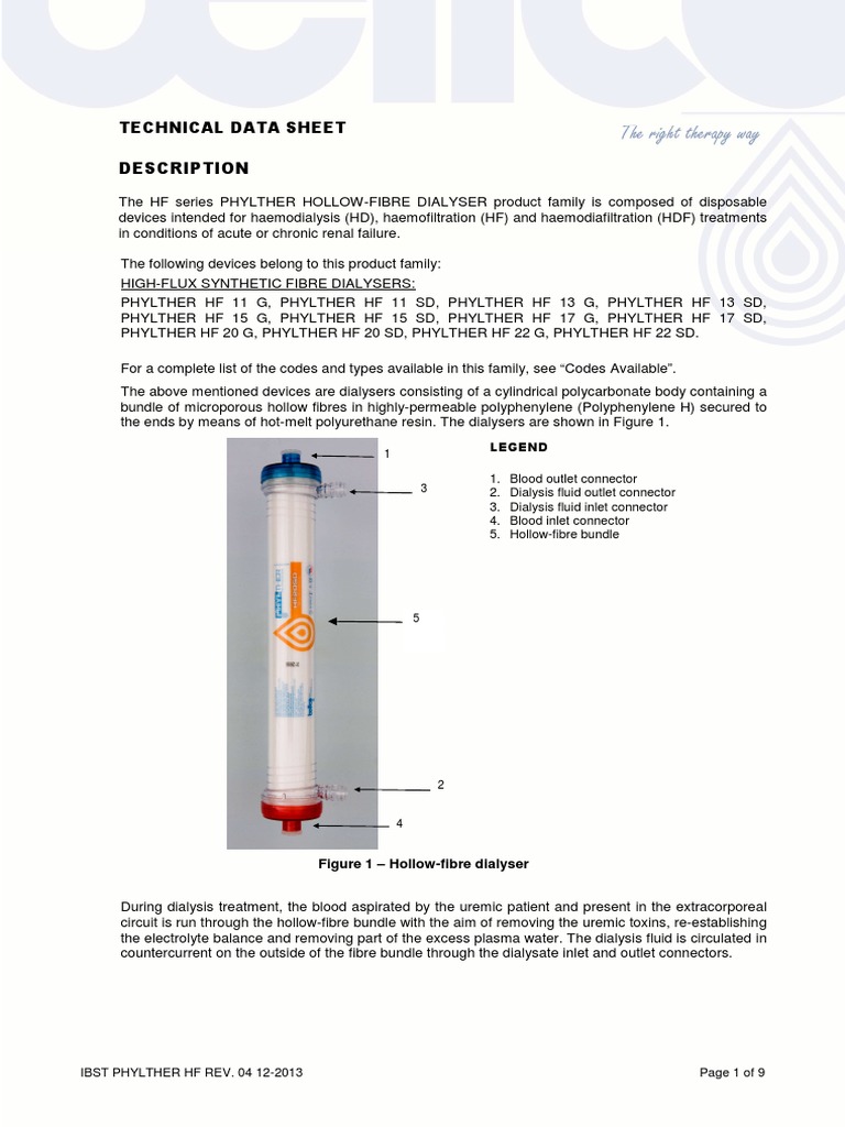 DIALYZER IBP4240 PHYLTHER HF 17 SD