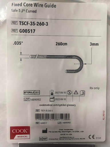 Safe-t-j Exchange Fixed Core Wire Guide, 1 Each