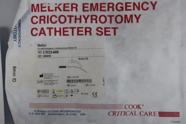 Melker Emergency Cuffed Cricothyrotomy Catheter Set, 1 Set