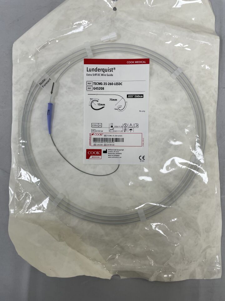 Lunderquist Extra-stiff Curved Exchange Support Wire Guide, 1 Each