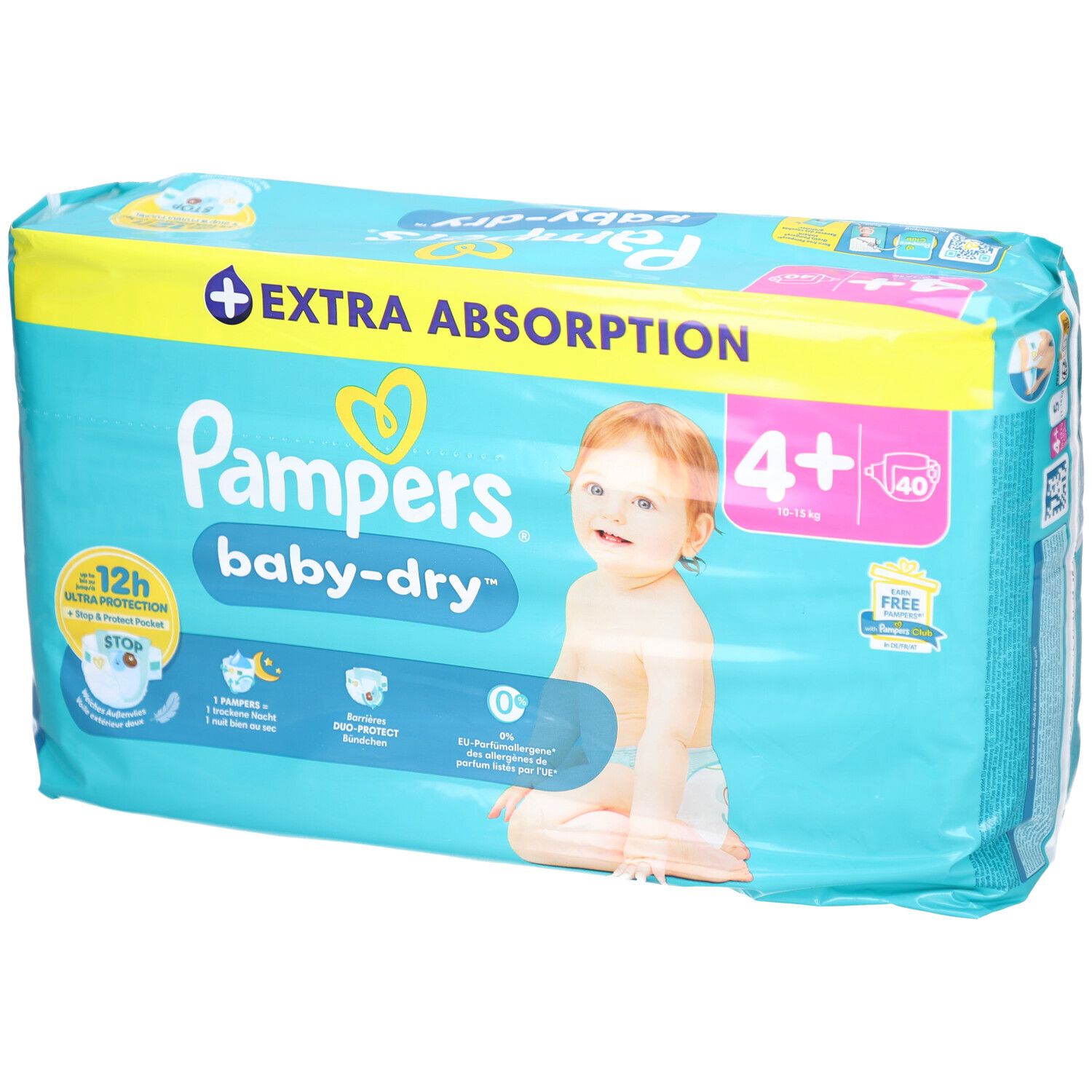 PAMPERS Baby Dry Gr4+ 10-15kg Ma Pl Vo 40 Stk