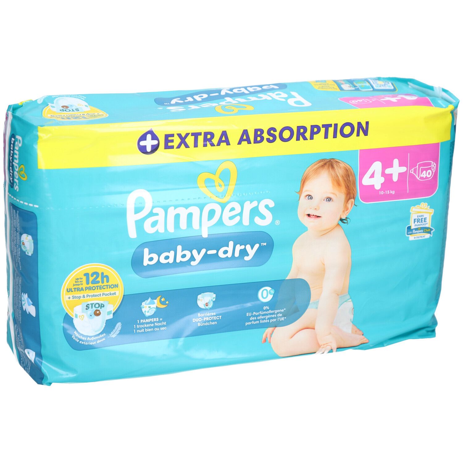 PAMPERS Baby Dry Gr4+ 10-15kg Ma Pl Vo 40 Stk