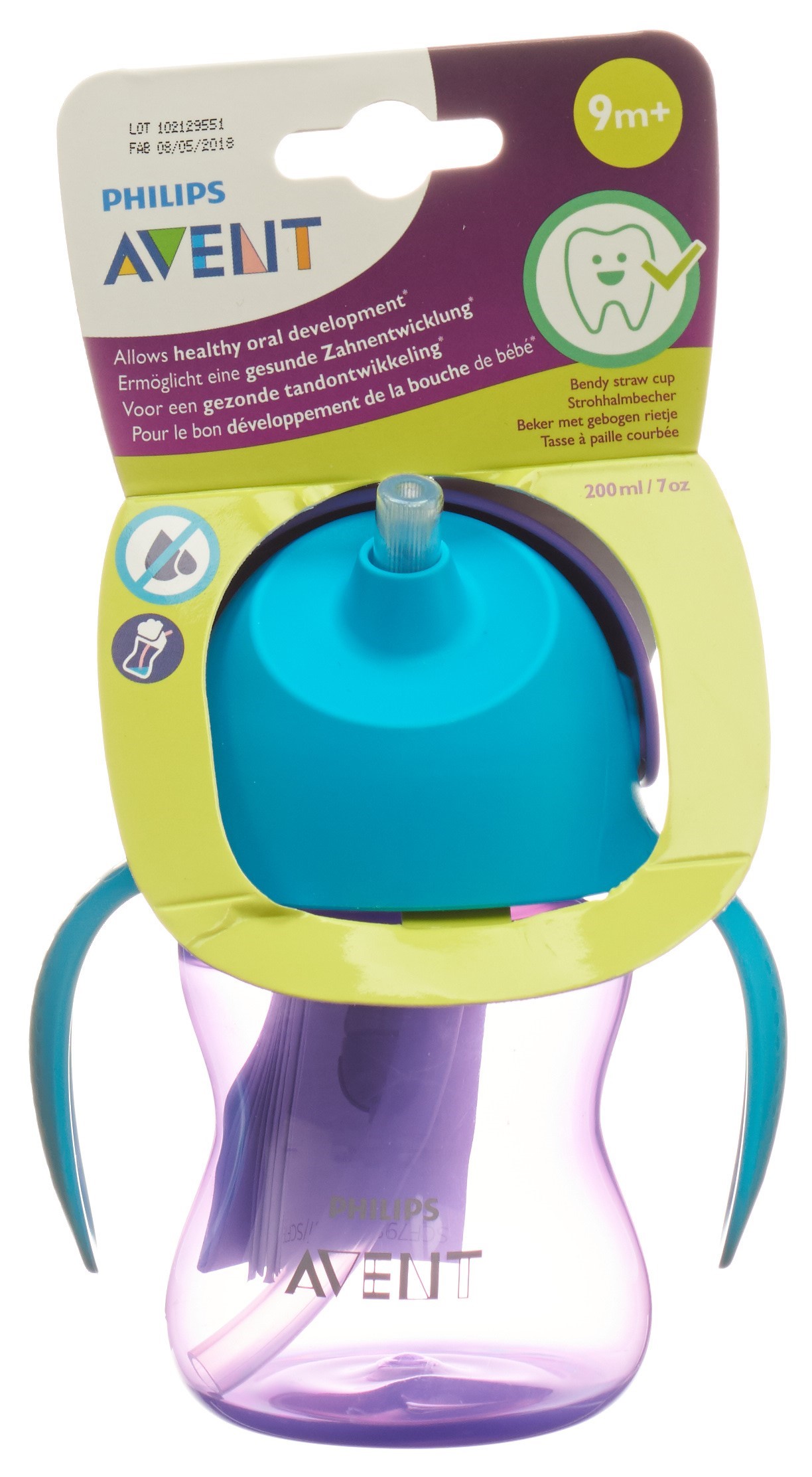 PHILIPS AVENT Strohhalm-Becher 200ml Girl lila