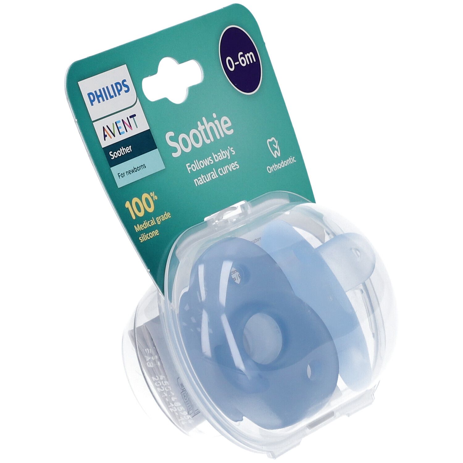 PHILIPS AVENT Curved Soothie Blue 0-6m Steri 2 Stk